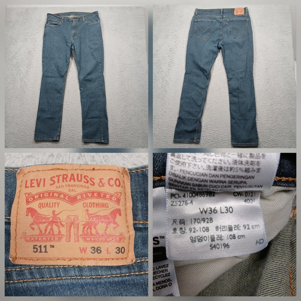 Levi's 511‎ Men's Slim Fit Jeans Size 36x30 Blue Denim Stretch